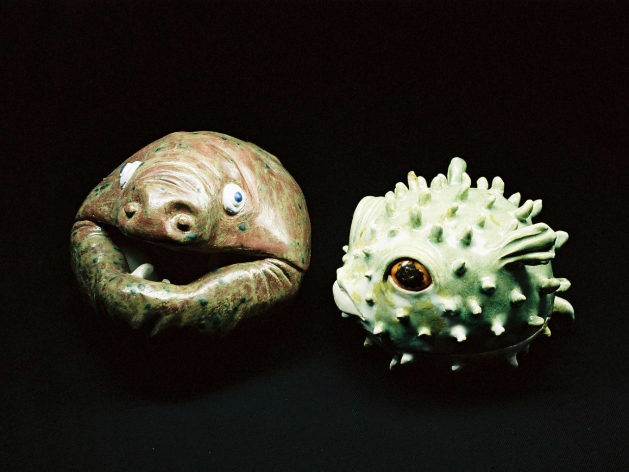 Kleine Meerestiere, Keramik glasiert