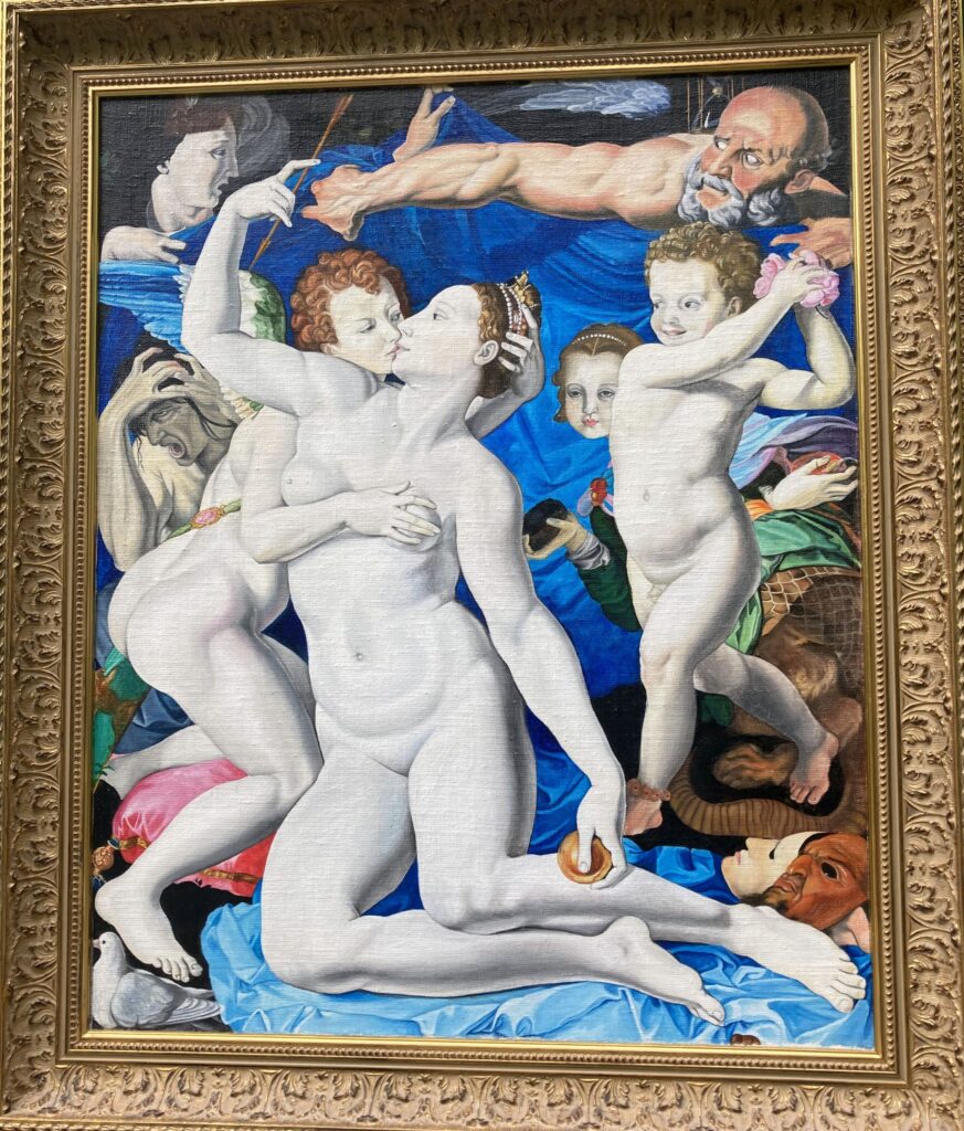 Venus, Cupido, Amor und die Torheit 70x56 cm, Kopie des Gemäldes von Agnolo Bronzino der Allegorie der Liebe
