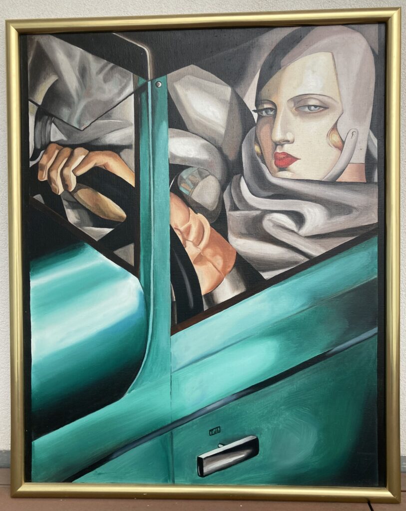 Tamara im grünen Auto ca 50x80 cm, Kopie von Tamara de Lempickas Gemälde